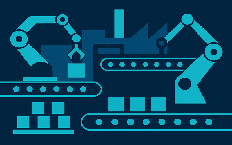 Abstract geometric factory floor visualization