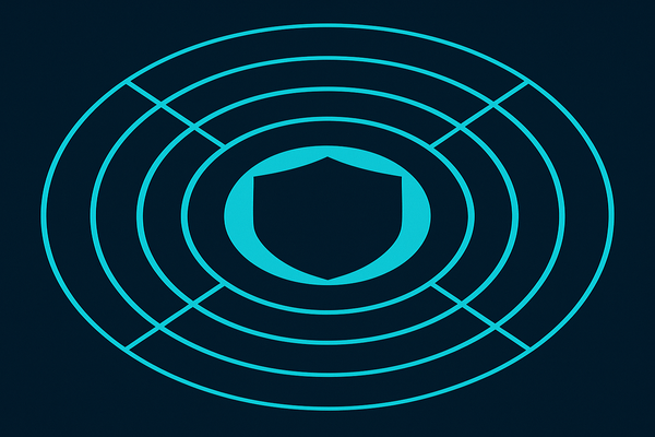 Abstract geometric shield with pulsing rings for continuous monitoring